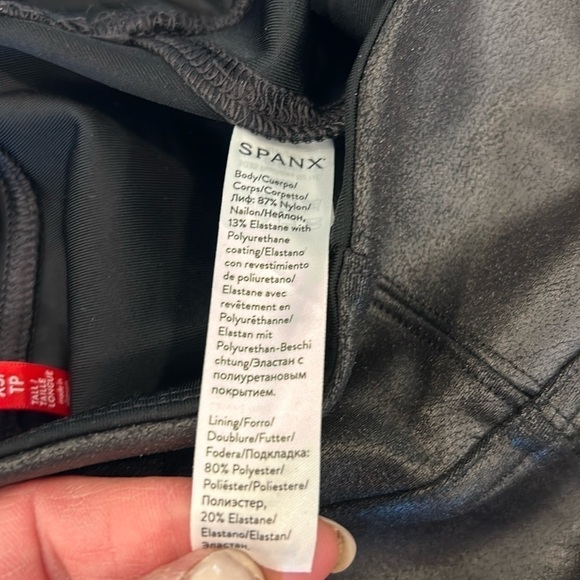 SPANX Faux Leather Leggings XS Tall Black Pants - Picture 11 of 15